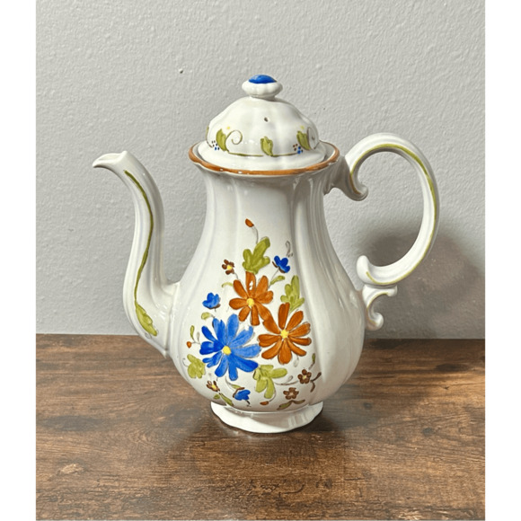 Metlox Vernon Bouquet Floral 8 Cup Tea Pot Mid Century Excellent Condition - Picture 3 of 13